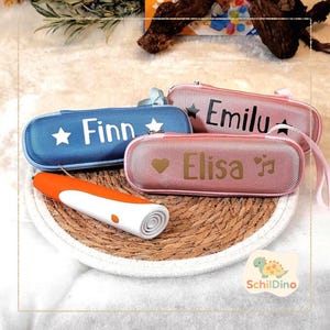 Personalisierte Tiptoi Stift Tasche mit Namen und Herz, Musiknote – Stoßfeste Tragetasche mit Reißverschluss & Platz für Ladekabel, Farben