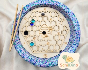 Labyrinth Bee Honeycomb Activity Board Stapelstein I Balancing Stones I Fine Motor Skills I Montessori I Accessories for Stapelsteine, Motor Skills, Sensory