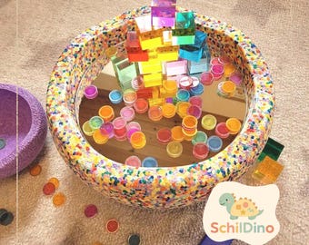 Mirror Activity Plate | Stapelstein Accessories, Montessori, Mirror, Sensory Toy, Fine Motor Skills, Children's Creativity, Mirror Plate