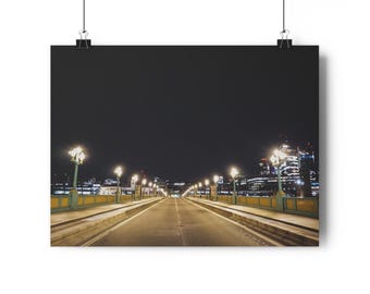 Print London Bridge - nachtfotografie van Thames Crossing en stadslichten