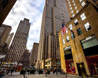 Impresión artística del Rockefeller Center / Historia de la arquitectura de Nueva York