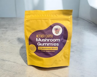 Żelki Mother Earth Mushroom - mieszanka 10 grzybów. 2500 mg funkcjonalnych grzybów w porcji. Zapas na 1 miesiąc. Wegańskie.