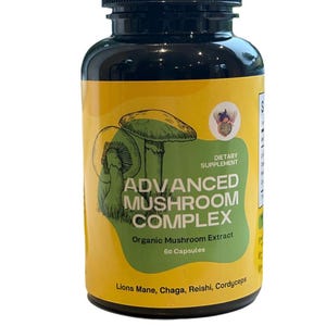 Mother Earth Advanced Mushroom Complex Capsules. 1 Month Supply. Lions Mane, Chaga, Cordyceps, Reishi. Free Gift with purchase!