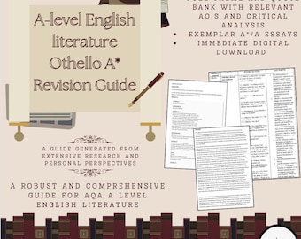 A level English Literature Othello revision guide: full theme and quote bank + exemplar essays