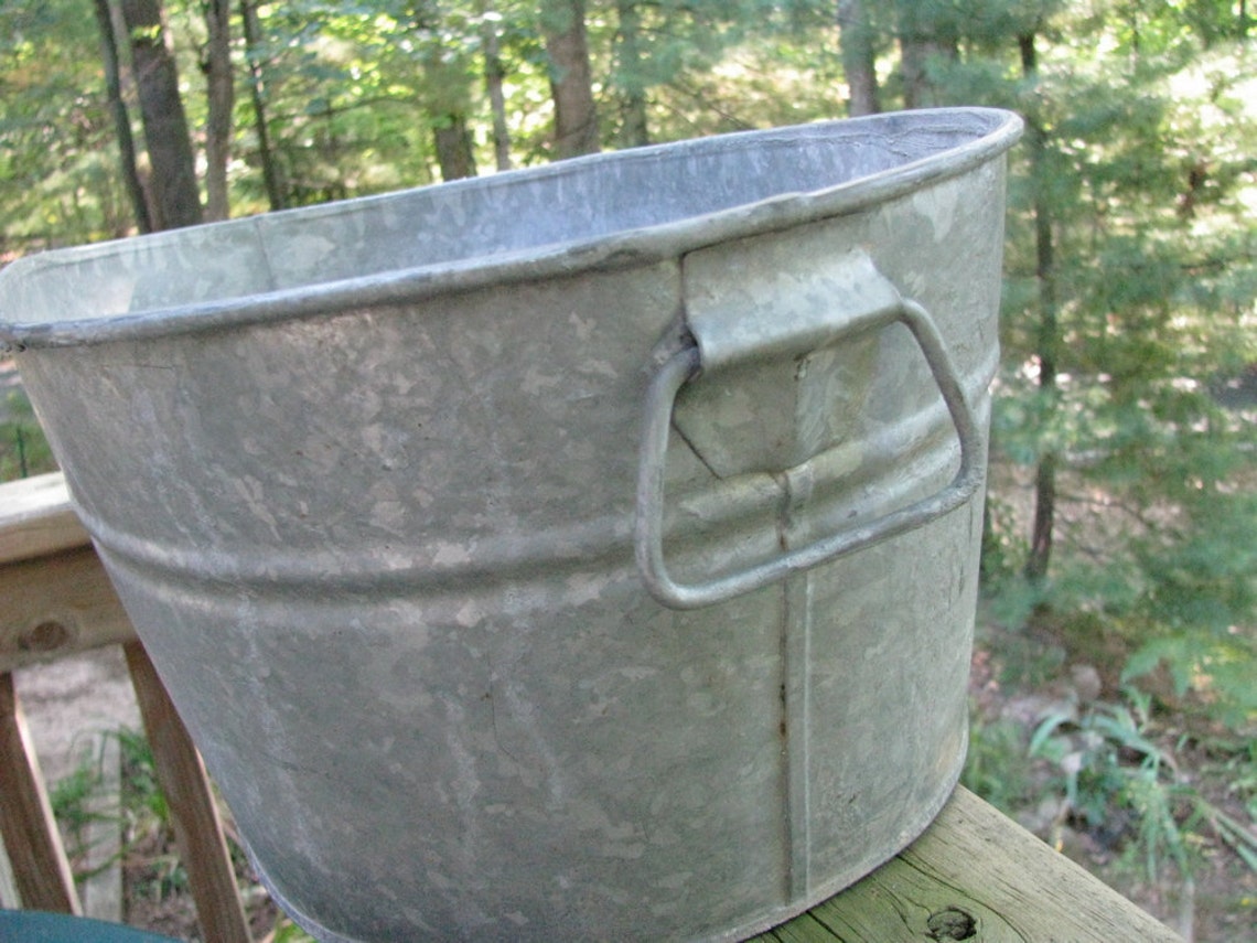 Galvanized Oval Tub Vintage Rescued Rustic Etsy