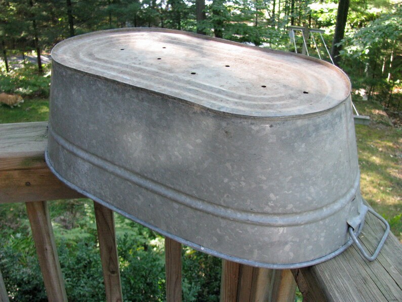 Galvanized Oval Tub Vintage Rescued Rustic Etsy