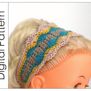 Crochet headband pattern in PDF Seashells pattern for adults image 1