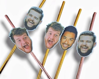 Personalized straws, custom gold straws, birthday decorations, party decorations, rose gold straws with photo