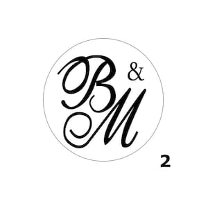 K&ouml;nnte beinhalten: Schwarzwei&szlig;es Monogramm-Logo mit den Buchstaben "B & M" in einer stilisierten Schriftart in einem Kreis.