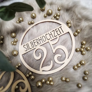 Deko silberne Hochzeit, Geschenk silberne Hochzeit, Holzdeko 25 Jahre Ehe