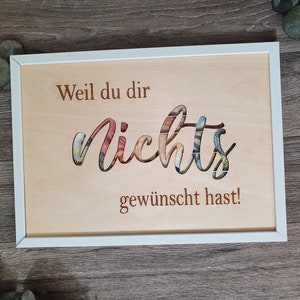 Geschenk Geburtstag, Geldgeschenk, Nichts Karte, Bilderrahmen