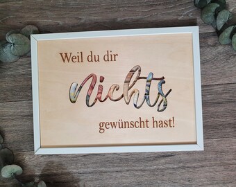 Geschenk Geburtstag, Geldgeschenk, Nichts Karte, Bilderrahmen