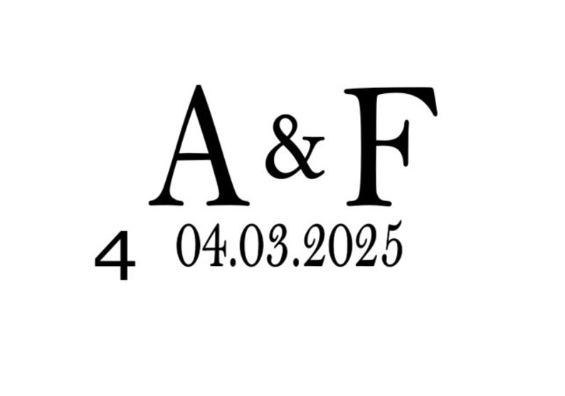 May include: A graphic design featuring the black serif letters A and F separated by an ampersand. Below the letters, the number 4 is positioned to the left of the date 04.03.2025, all rendered in a clean black font against a plain white background.