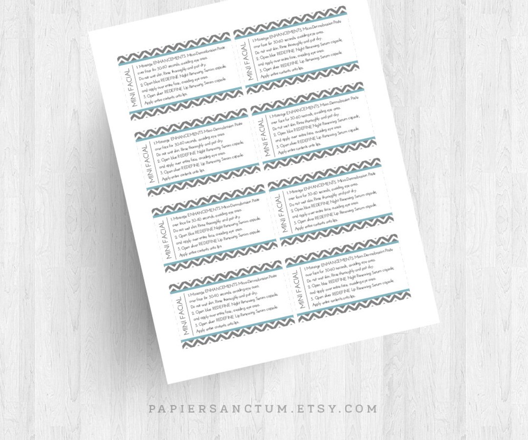 Mini Facial Printable PDF Robins Egg Blue and Slate Grey - Etsy