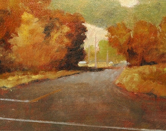 Autumn Drive - Oil Painting, Landscape Painting, - 5 x 7 - Birthday Gift, California Painting, Napa Painting, Small Painting FREE SHIPPING