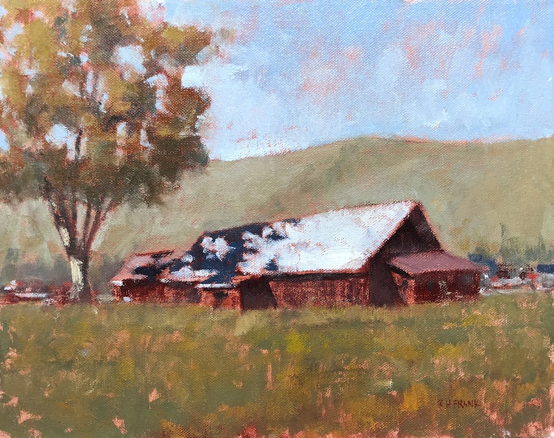 Red Barn Oil Painting Original Enchanting Wine Country Landscape