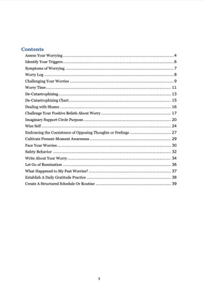 Worry and Rumination Worksheets Cognitive-behavioral Self-help Guide - Etsy