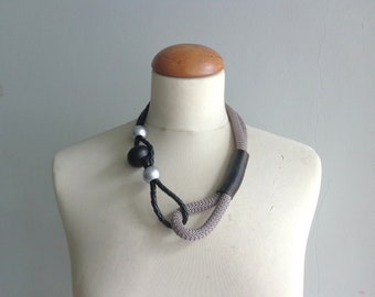 Tribal statement grey silver necklace