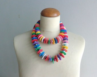 All colors statement necklace, colorful oversized necklace