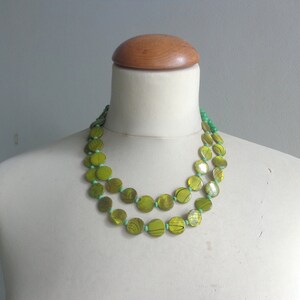 chunky Green and Black mother of pearls necklace image 1