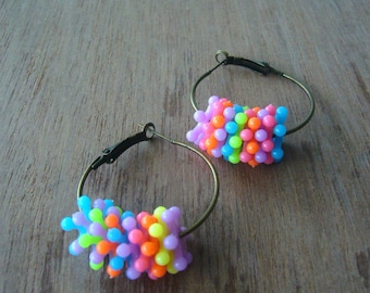 Summer colourful hoop earrings