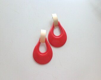 Red gold geometric earrings