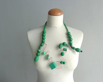 Green longer  statement necklace jewelry