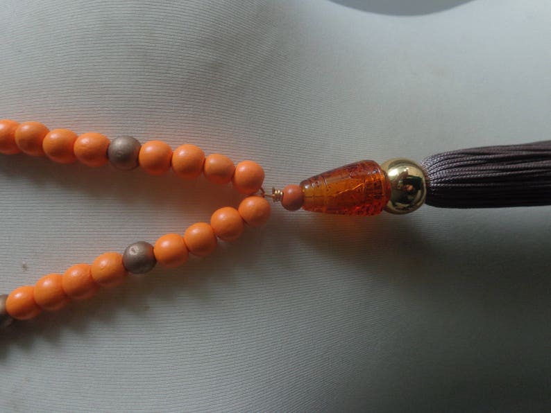 tribal necklace colorful necklace Orange brown tassel Statement necklace longer style