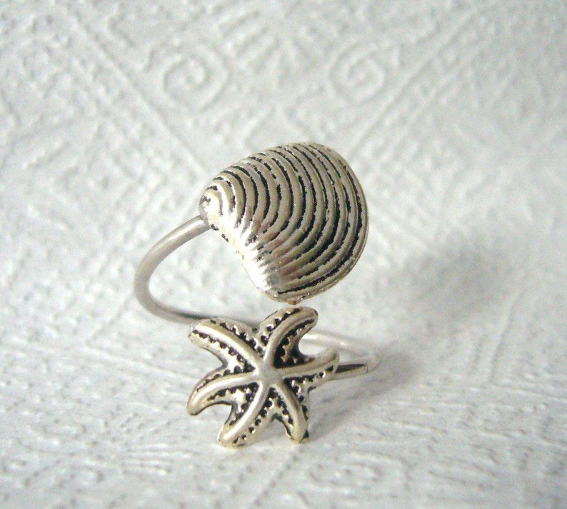 Sea shells ring adjustable ring animal ring silver ring Etsy