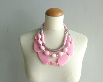 baby pink statement necklace oversized necklace multi strand statement