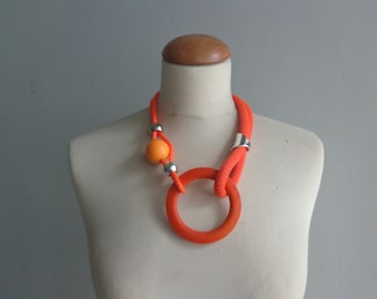 Orange statement colorful necklace