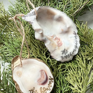 Personalized Oyster Shell Ornament | Coastal Christmas Monogram Gift