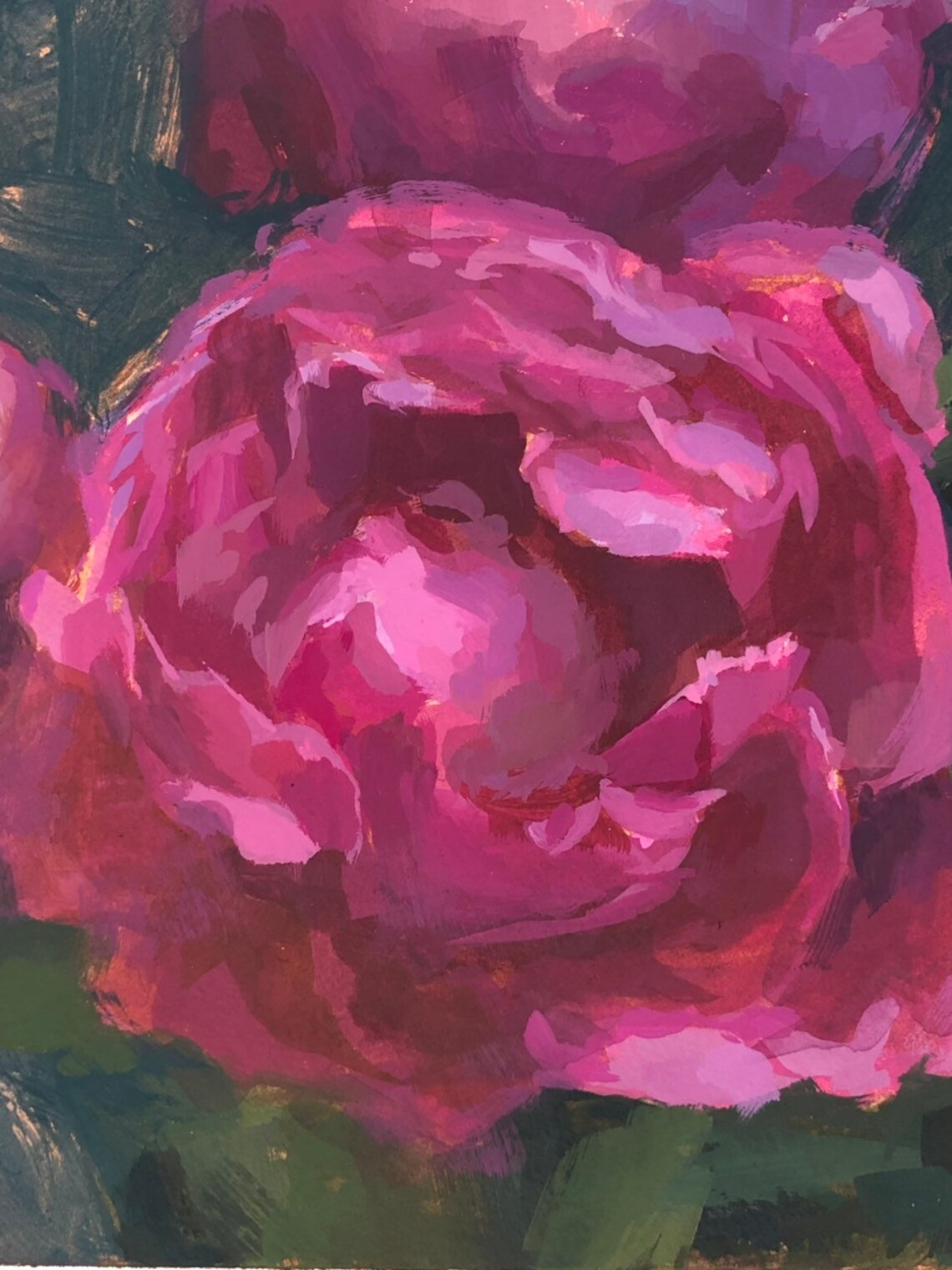 Original 8x10 Acrylic Gouache Painting Peonies FREE Etsy