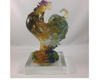 Liuli Crystal Glass Rooster – Feng Shui Good Luck Ornament