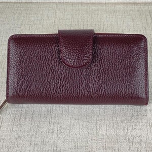 Monederos de cuero para mujer/Billeteras pequeñas plegables grabadas/Billeteras de cuero rojo para mujer/Regalos hechos a mano/Billetera para tarjetas de crédito N.º: C009