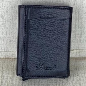 Cartera de cuero con cremallera hecha a mano / Cartera pequeña para tarjetas de crédito / Monedero pequeño de cuero / Cartera grabada para regalo / Cartera de cuero para hombre N.º: C008