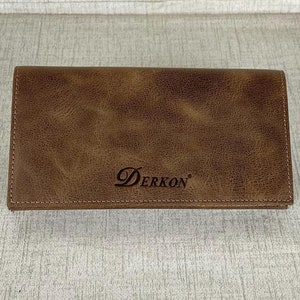 Cartera larga de piel para mujer con ranuras para tarjetas de crédito y correa para la muñeca Cartera de piel de grano completo con cremallera alrededor y correa para la muñeca / Cartera hecha a mano para mujer N.º: C012