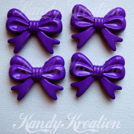 4 Light Blue Bow Beads 46mm for Bubblegum Necklaces Kandi Deco Resin Jewelry Kid