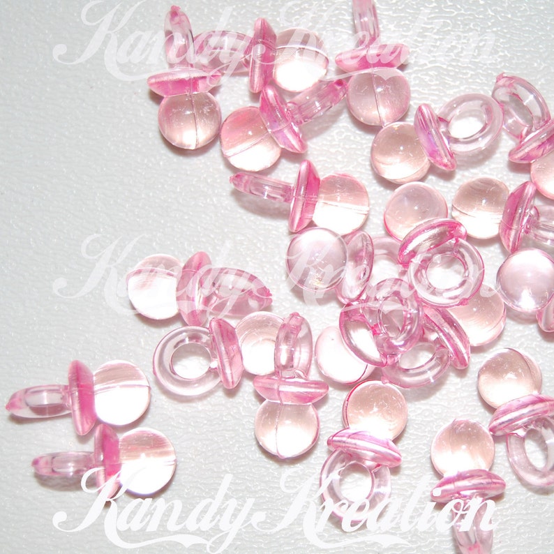 GUMBALL CHARMS BABY SHOWER 25 x BABY PINK ACRYLIC ROCKING HORSE CHARMS