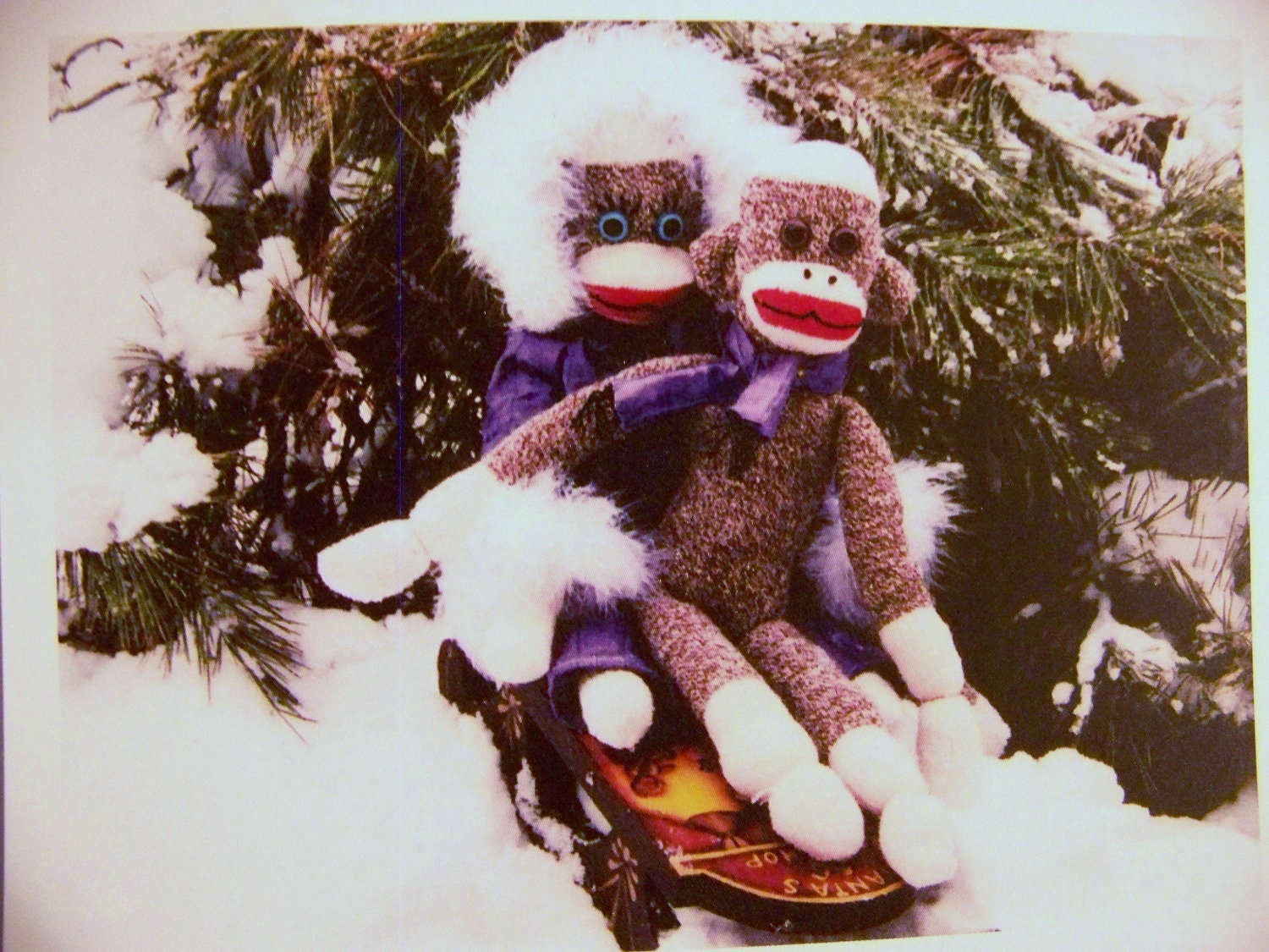 Sock monkey Christmas card by Monkey Moments Greeting Cards Etsy
