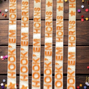 Orange and White Gameday Beaded Adjustable Purse Strap | Shiny Bag Strap | Stadium Bag Strap | Ready to Ship  | Game Day Gear