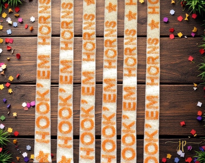 Orange and White Gameday Beaded Adjustable Purse Strap | Shiny Bag Strap | Stadium Bag Strap | Ready to Ship  | Game Day Gear