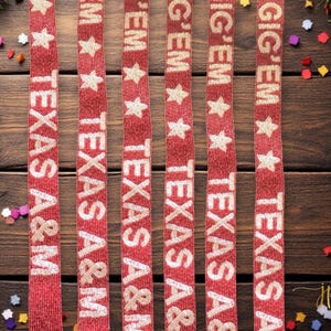 Maroon and White Gameday Beaded Purse Strap | Shiny Beaded Bag Strap | Stadium Bag Strap | Ready to Ship | Game Day Gear