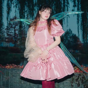 Melanie Martinez pink Portals trilogy dress gathered sleevees ruffle details fairycore