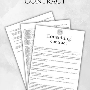 Editable Consulting Agreement Template, Freelance Consultant Contract Template, Business Consultation Services Forms, Canva editable
