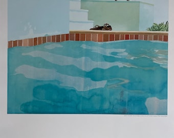 Orginal exibition poster designed by David Hockney Pool and Steps, 1971, Museum of Modern Kunst