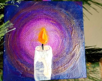 Lit Candle Hand Painted Ornament