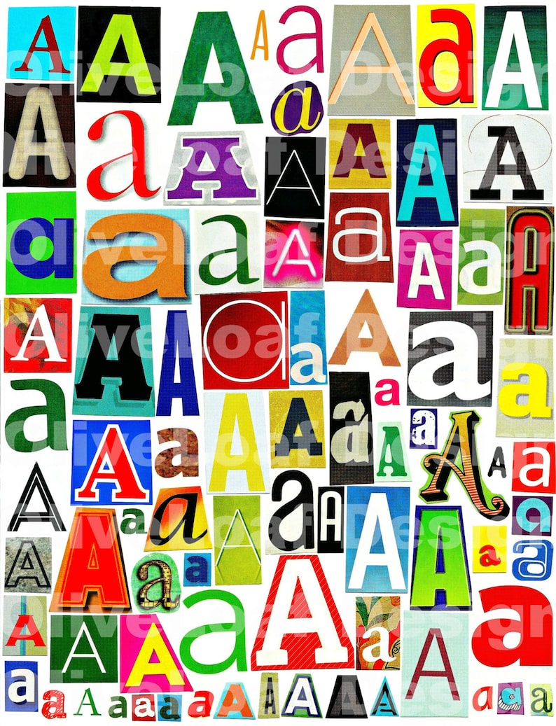 multicolor single letter a a printable digital single