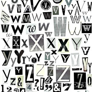 Printable Digital Alphabet Black White Grey Series, A to Z, 1-10 ...