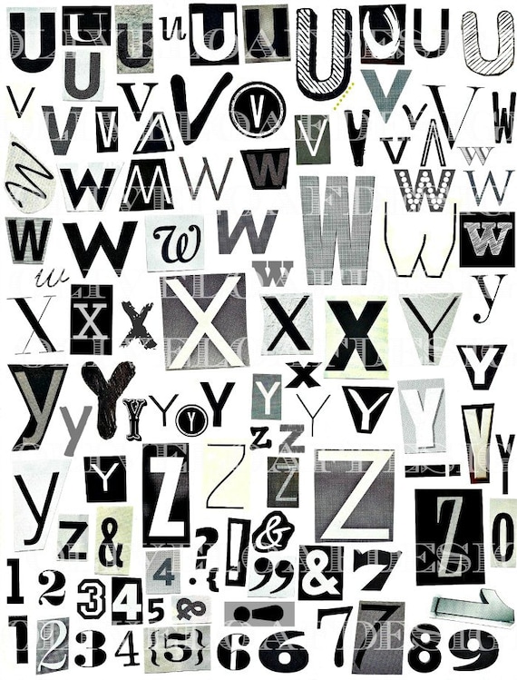 printable digital alphabet black white grey series a to z etsy hong kong